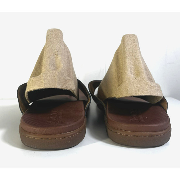 Born Gavin Leather Sandals Navy Brown Flip Flops Size 12M Casual Beach Vacation - Picture 5 of 8